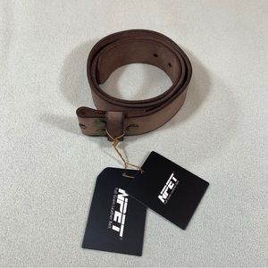 NPET Men's Vintage Full Grain Buckle-less Leather Belt cowhide Coffee Size 32